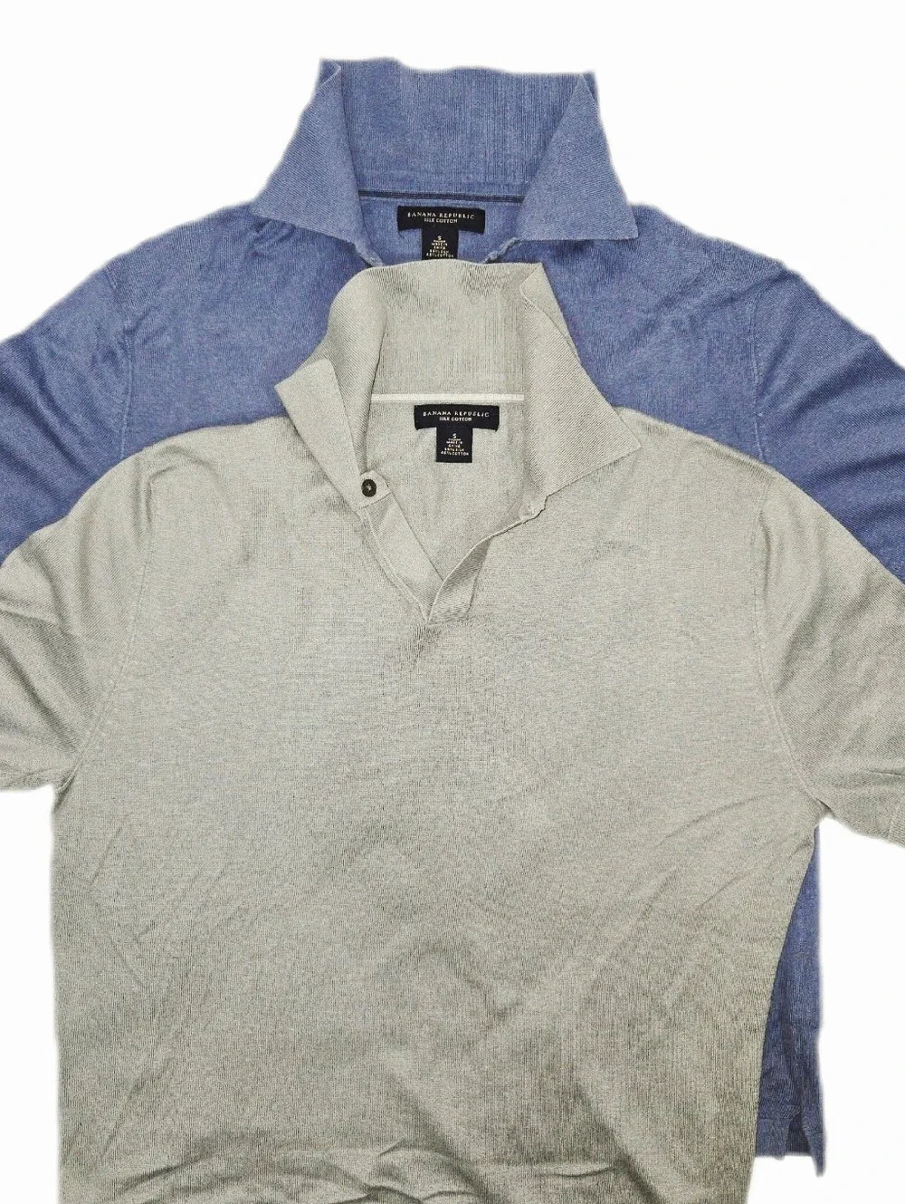 Banana Republic Silk/Cotton Polo Shirts Multi-Pack (2) Blue & Sage Gray -  Sm